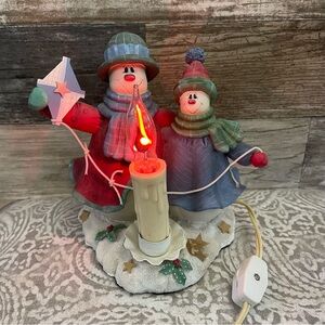 VINTAGE Festive Snowman & Snowlady flying kite flickering LED Light.